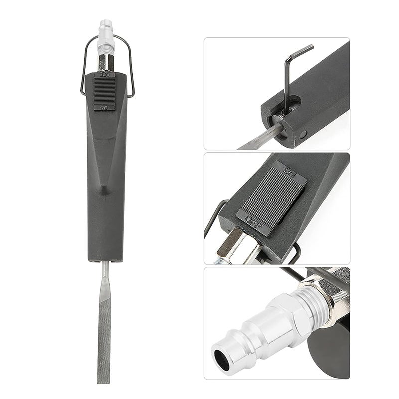 Topyond Pneumatic Air Powered File, Carbon Steel Pneumatic Air File, Includes 1 Flat Cut 1 Half Round 1 Round & 1 Triangular File - Image 5